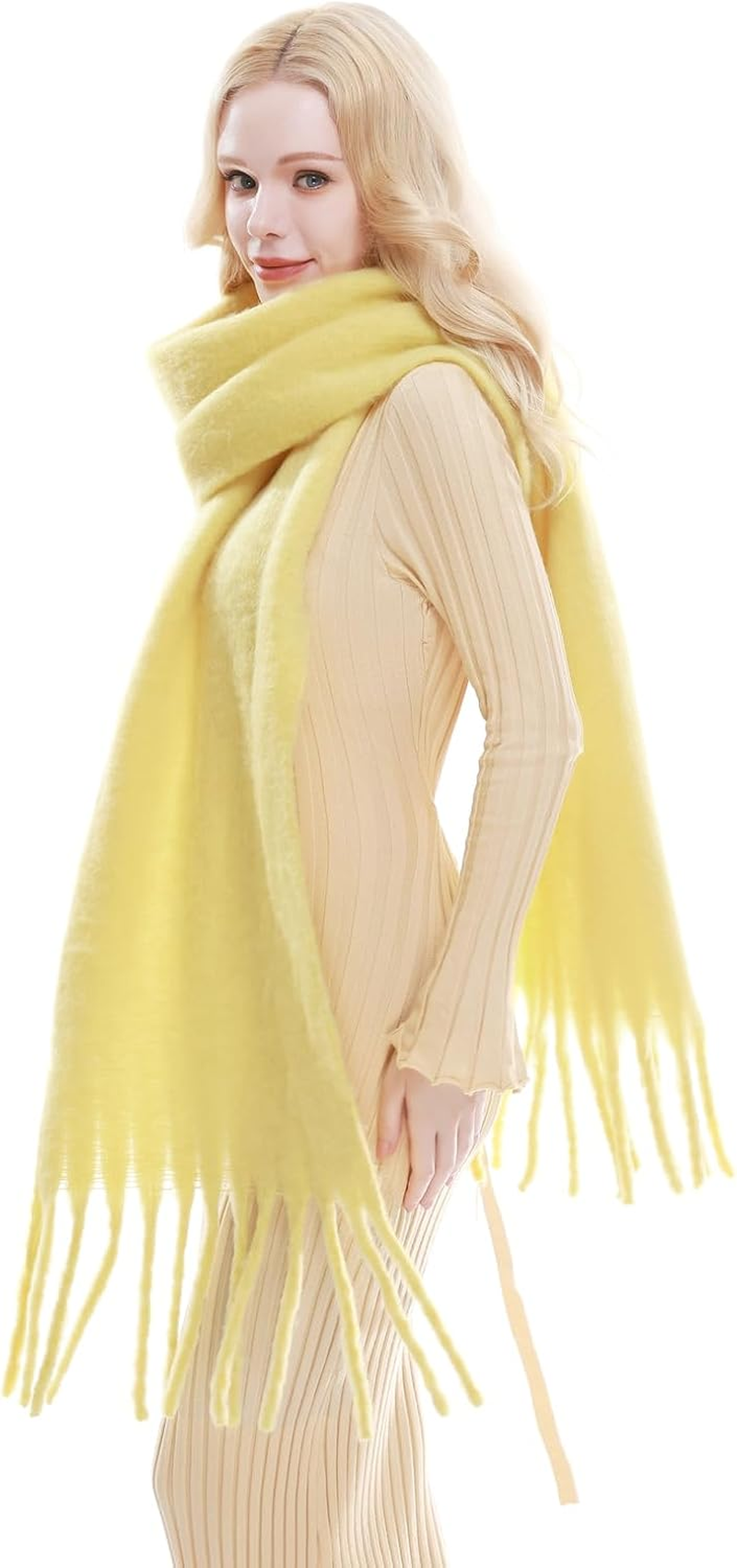 RIIQIICHY Womens Chunky Winter Plaid Scarfs Pashmina Shawls Long Large Wraps Scarfs for Evening Dresses image number 4