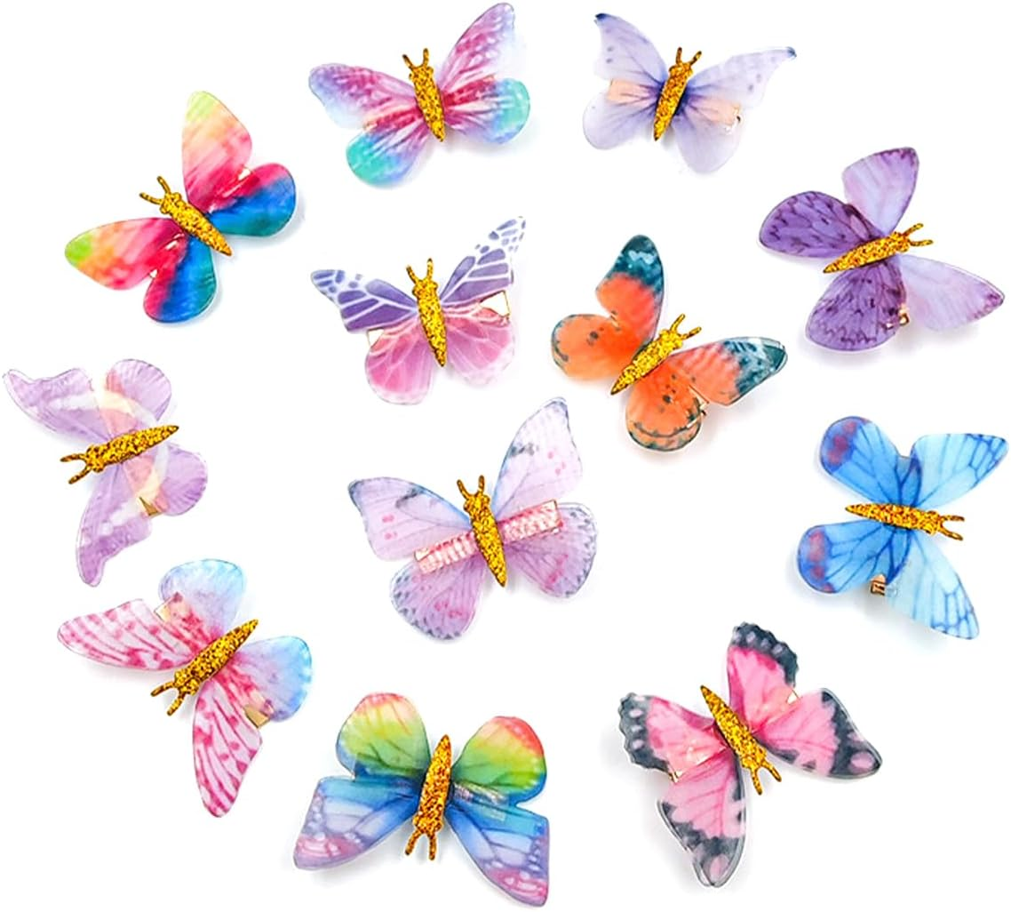CENPEK 12 Pieces Glitter Butterfly Hair Clips for Teens Women Hair Accessories Many Styles and Bright Colors