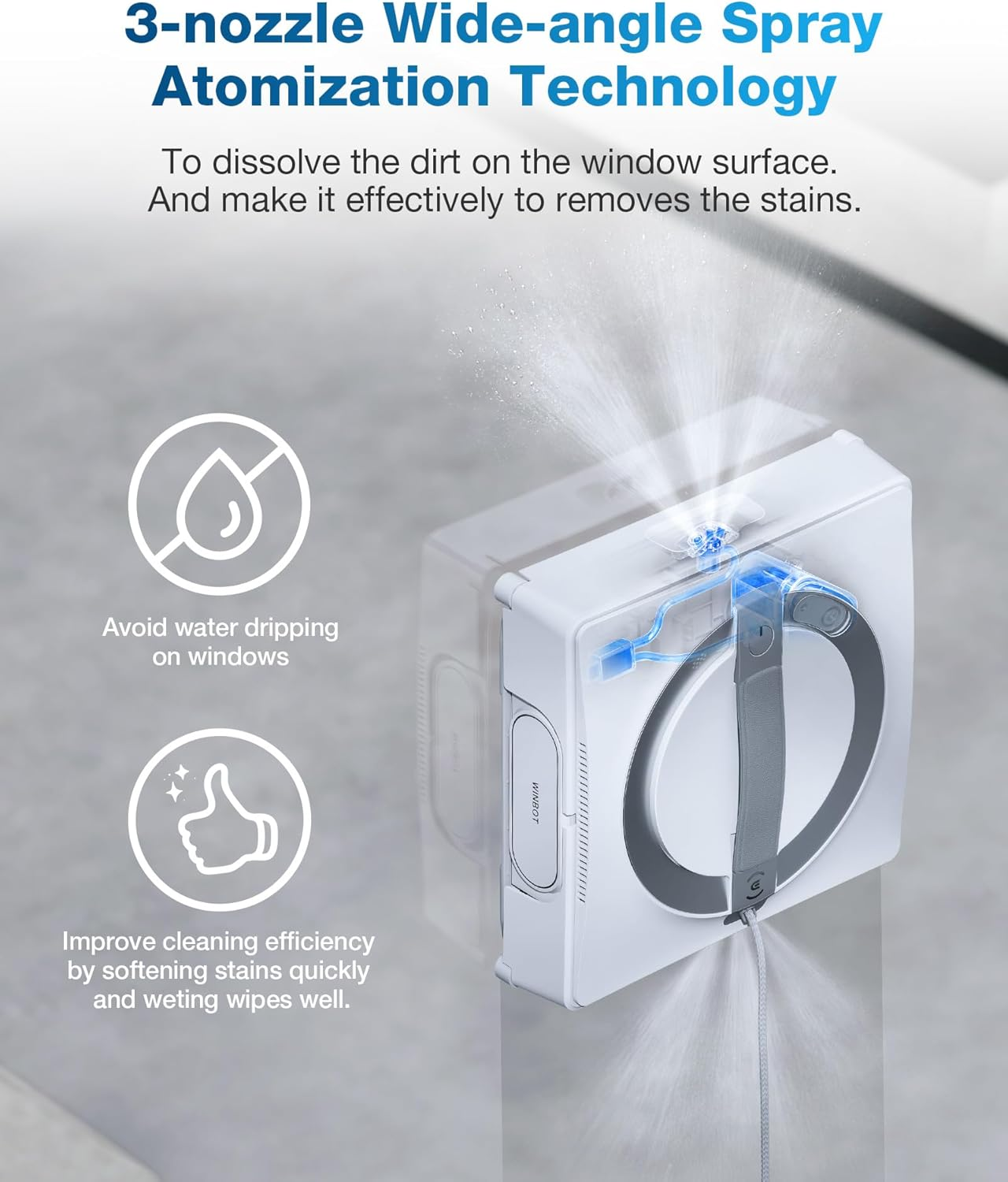 ECOVACS Winbot W2 PRO Omni Window Cleaner Robot with 2800 Pa Suction, Cross Auto-Spray, and Win SLAM 4.0 Path Planning Technology, Multifunctional Station, White image number 3