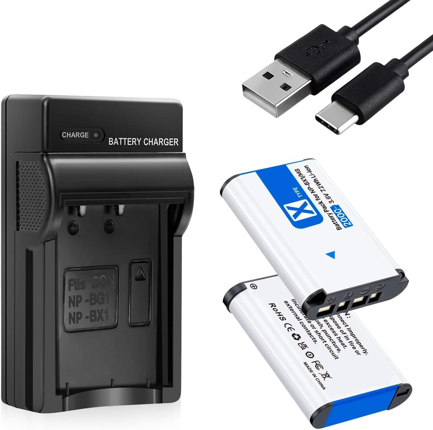 2 Packs Battery for NP-BX1 with Charging Station, 2000Mah New Upgrade High Capacity Battery Replacement for Sony NP-BX1/M8, ZV-1, RX100 VII, DSC-HX95, HX99, HX350, RX100, RX100M, FDR-X3000, Etc image number 5