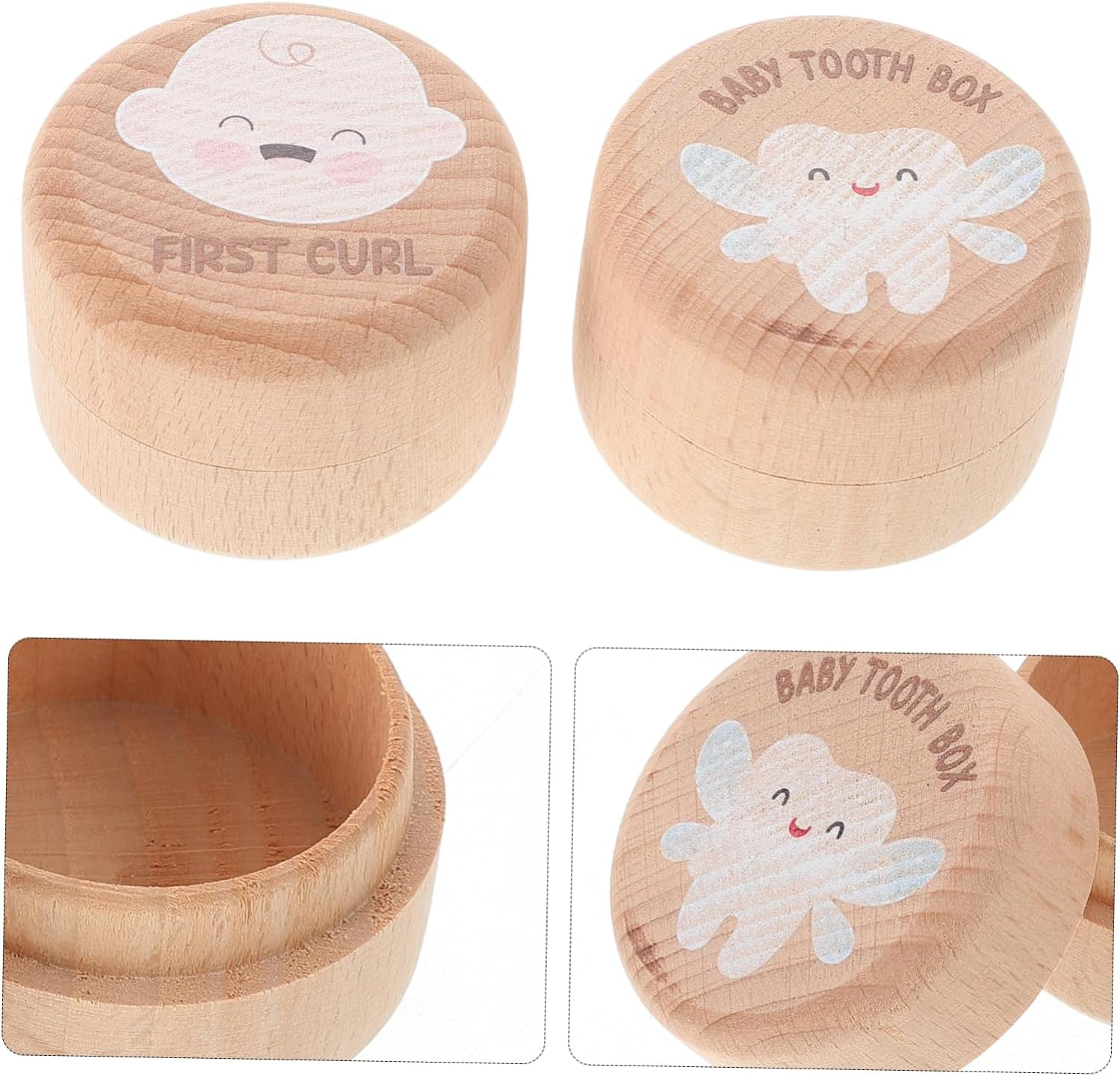 Outanaya Wooden Tooth Keepsake Box Baby Tooth Holder Box for Boys Girls Storage Souvenir 2Pcs Set Natural Wood Baby Keepsake under Pillow image number 4