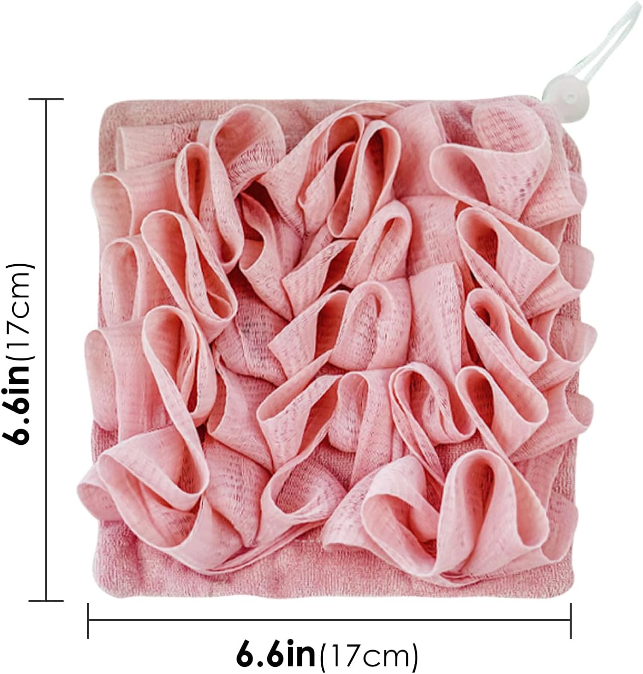 Reignsword 3 Pack 2-In-1 Washcloth Loofah Combo, Exfoliation Bath Loofah Sponge with Drawstring, Mesh Shower Ball for Body Wash and Cleanse Skin (Khaki+Brown+Pink)