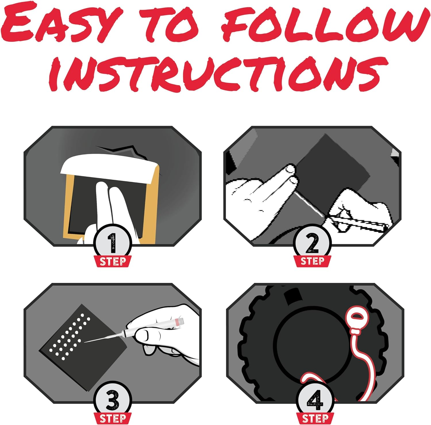 Gluetread 4X4 Sidewall Tire Repair Kit Full-Size | Sidewall Tire Patch Kit Puncture Repair Kit for Off-Road Vehicles | Improved Rubber Formula No Accelerator Needed 10 Minutes Curing Time image number 6