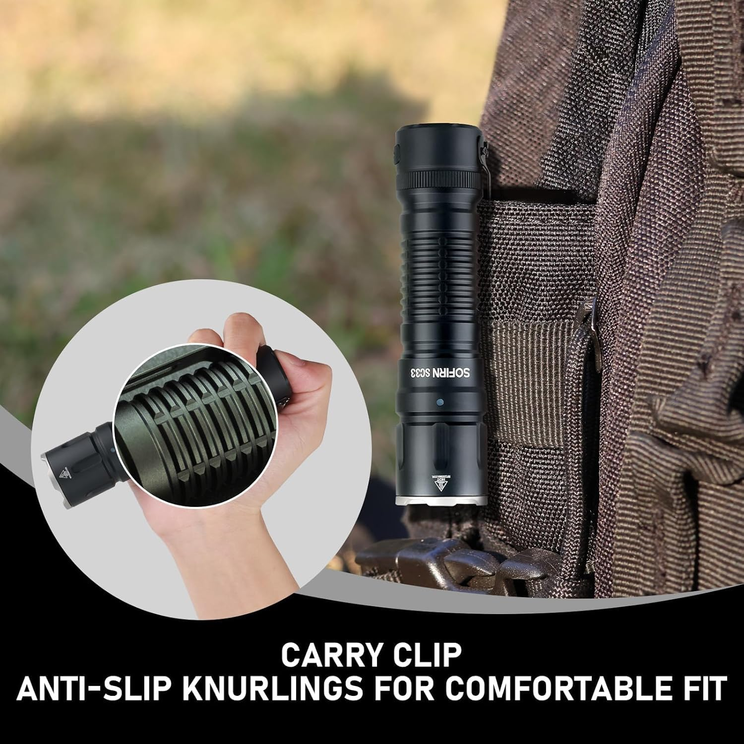 Sofirn SC33 Rechargeable Torch 5200 Lumens, EDC Flashlight High Lumens, 327 Meters Throw, Led Lights with 9 Modes Regulated Output for Emergencies, Hunting image number 6