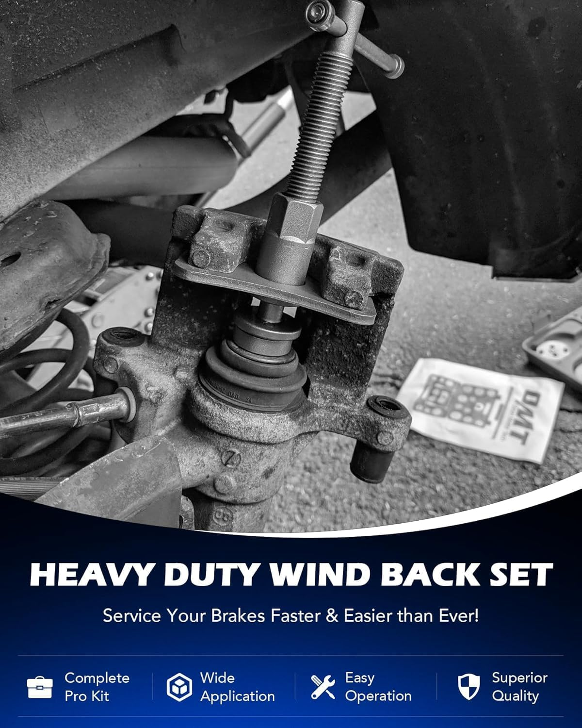 24Pcs Heavy Duty Disc Brake Piston Caliper Compressor Rewind Tool Set and Wind Back Tool Kit for Brake Pad Replacement Reset, Fits Most American, European, Japanese Autos Black image number 3