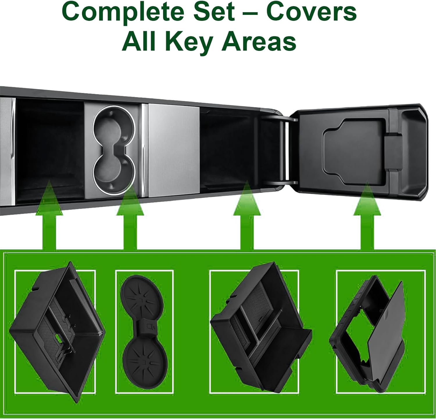 2025 Upgrade Center Console Organizer Tray for Tesla Model 3 Highland Accessories 2024/2025, Center Console Tray, Armrest Storage Box Tray, Armrest Hidden Storage Box (5Pcs Black) image number 1