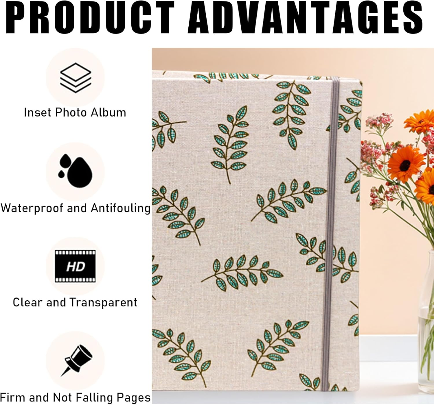 4X6 200 Pocket Photo Album with Soft Linen Cover,Family Memory Book for Home,Wedding, Anniversary, Baby, Vacation(200 Photos,Green) image number 1