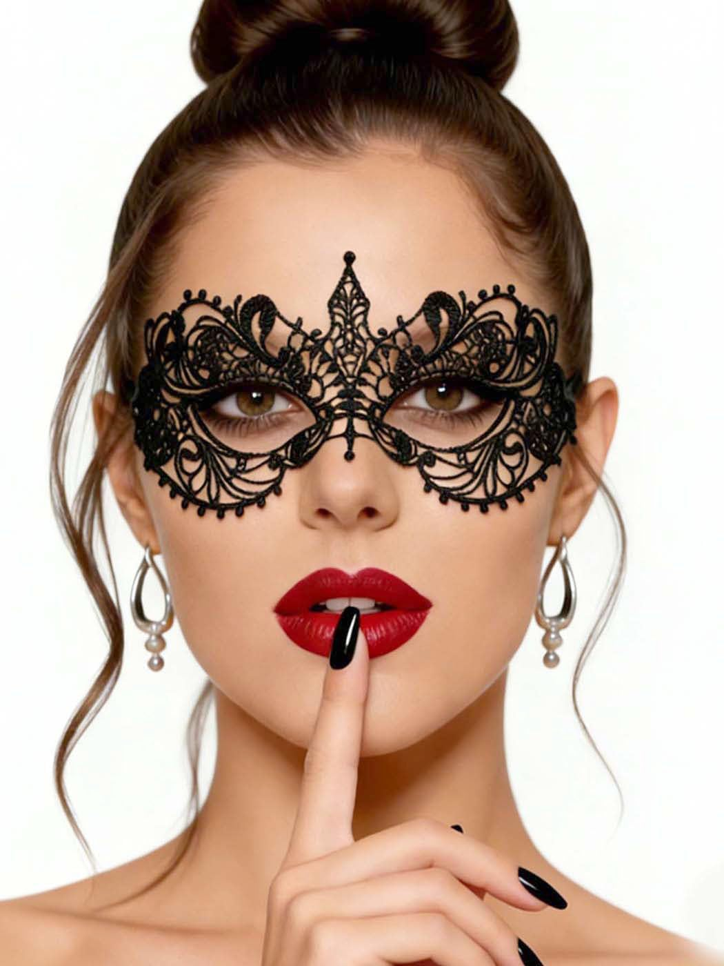 Bounzhi Sexy Masquerade Mask Venetian Lace Mask Fashion Party Eyemask Halloween Mask Ball Costume Accessory for Women image number 3