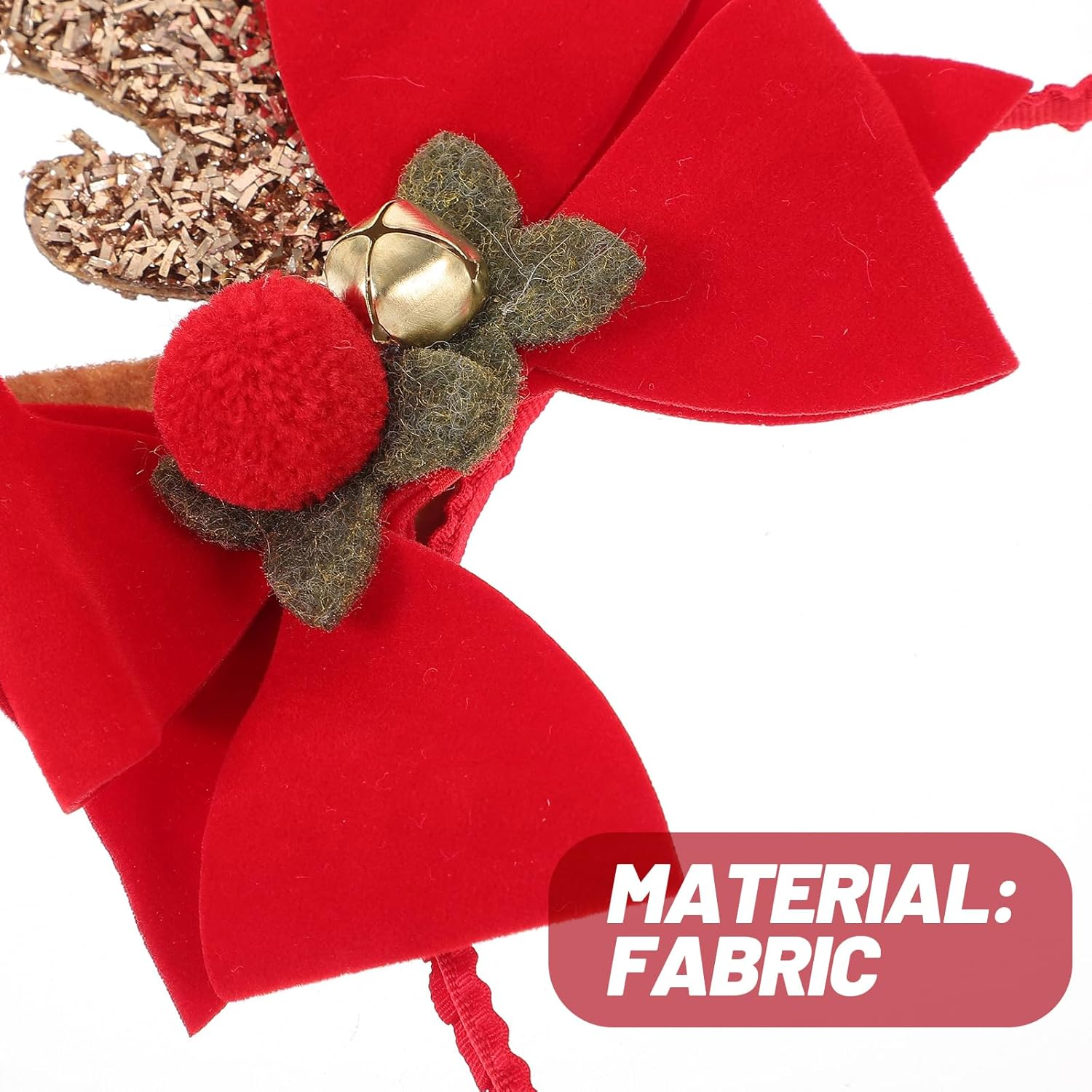 JOINPAYA Christmas Antlers Headband: Women Girl Reindeer Antlers Elk Ears Glitter Headband Headwear for Xmas Santa Accessories Decorations image number 1