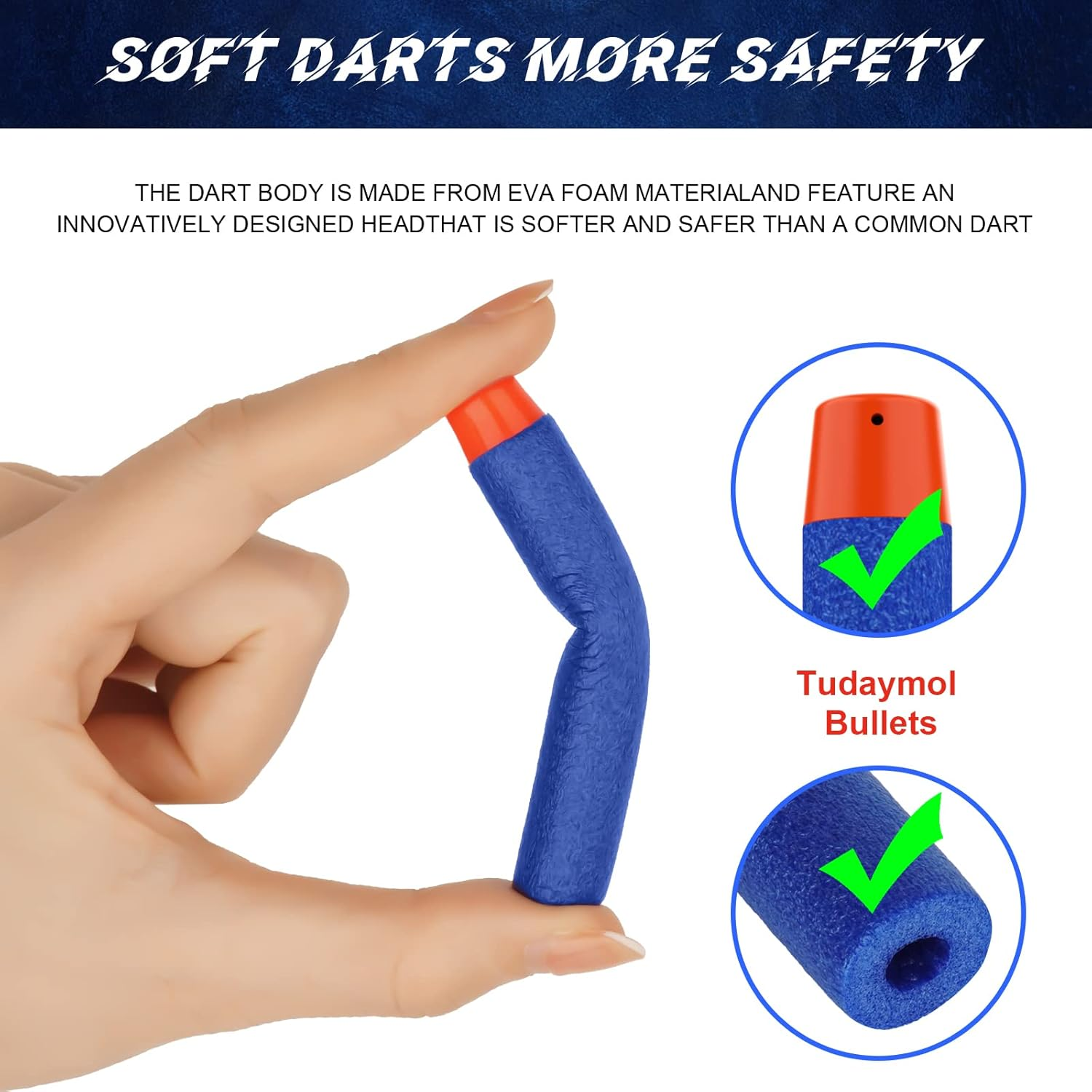 Tudaymol Nerf Bullets 500 Official Dart for Nerf N-Elite Series Guns Darts Gun Refill Bullets Ammo Packs image number 6