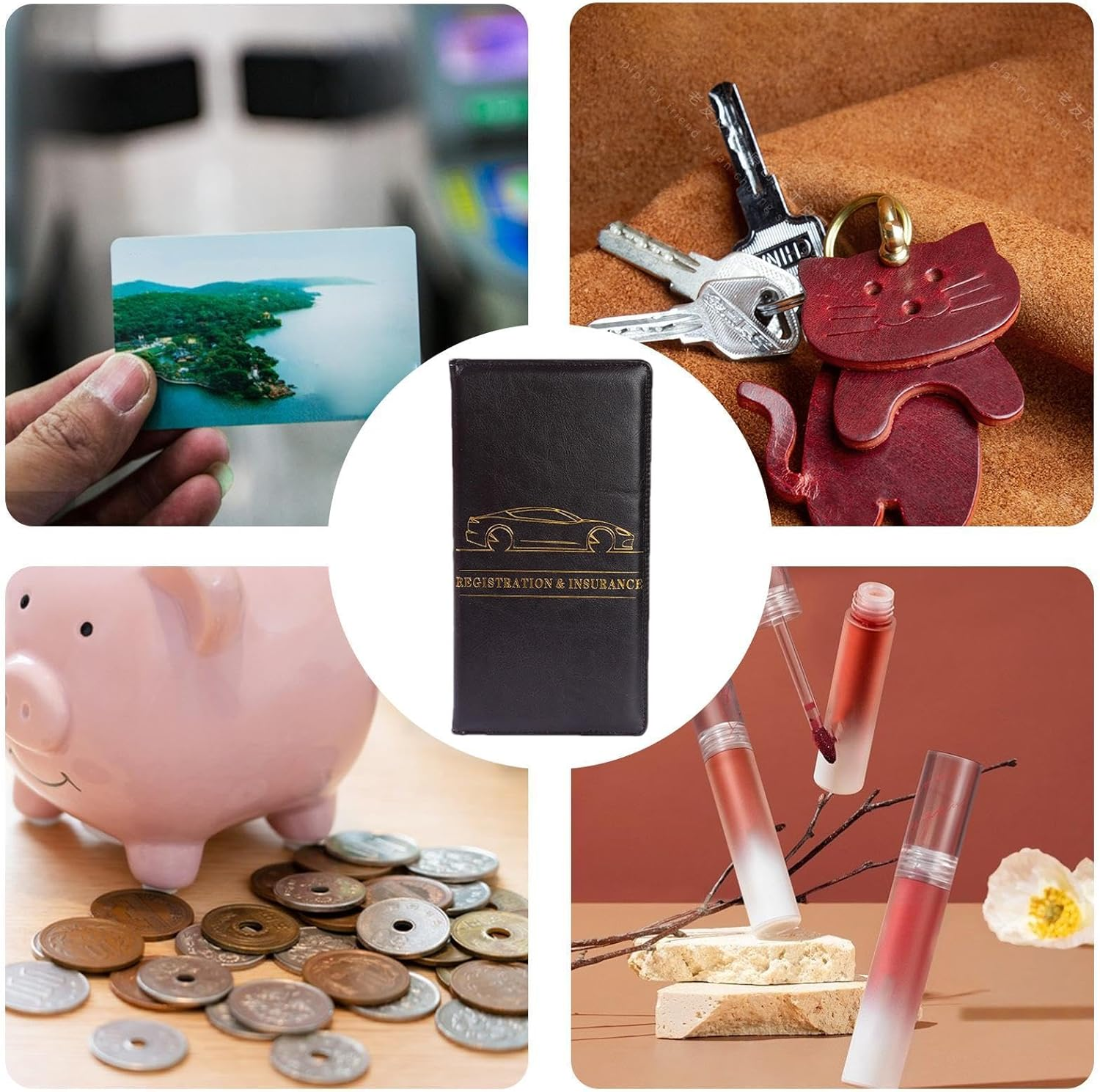 Gacqpli Car Document Bag, Wallet for Driving Licence - Car Insurance PU Wallet, Car Interior Accessories Document Folder for Documents, Cards, Driving Licence image number 2