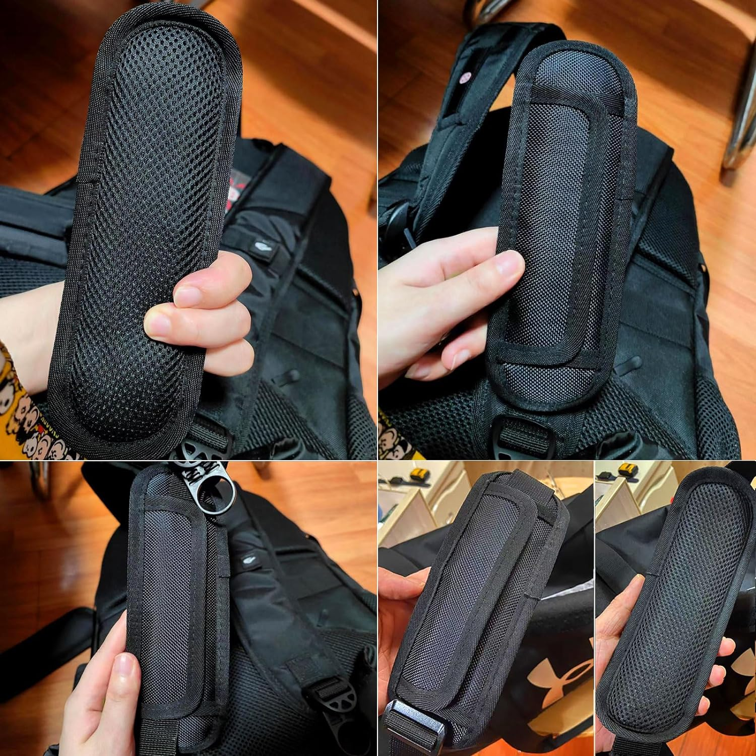 Black Universal Shoulder Strap Pads Replacement Shoulder Pad Air Cushion Shoulder Relief Pad image number 4