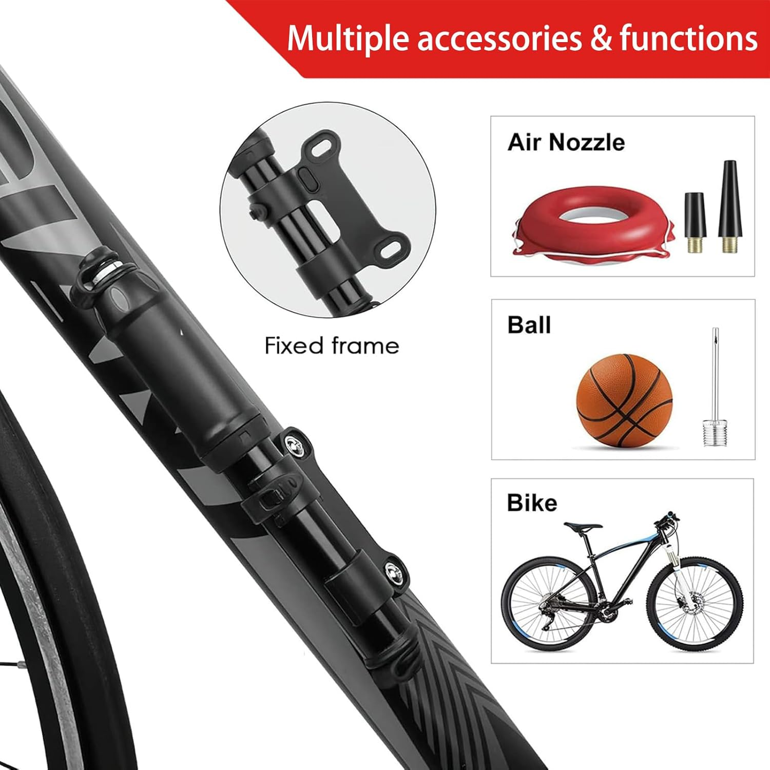 Xoxel High Pressure Bike Pump - Triple Valve Hand Pump for Presta/Schrader | Aluminum Alloy Durable & Waterproof Design, Compact Mtb/Road Bike Pump (Camping & Cycling Ready)