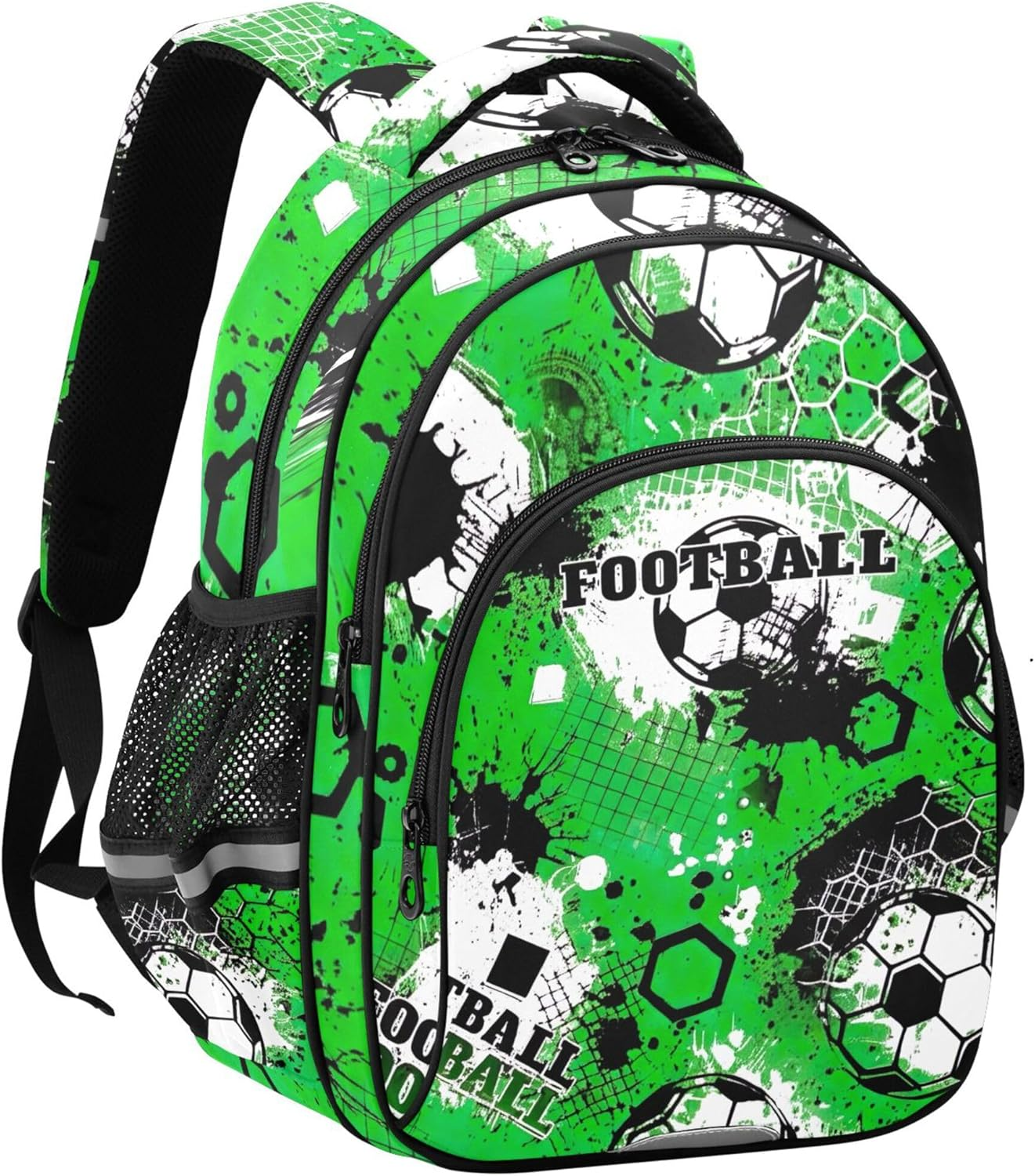 Joisal Soccer Ball Kids Backpack School Custom Personalized Green Football Print Bookdaypack Elementary Preschool image number 3