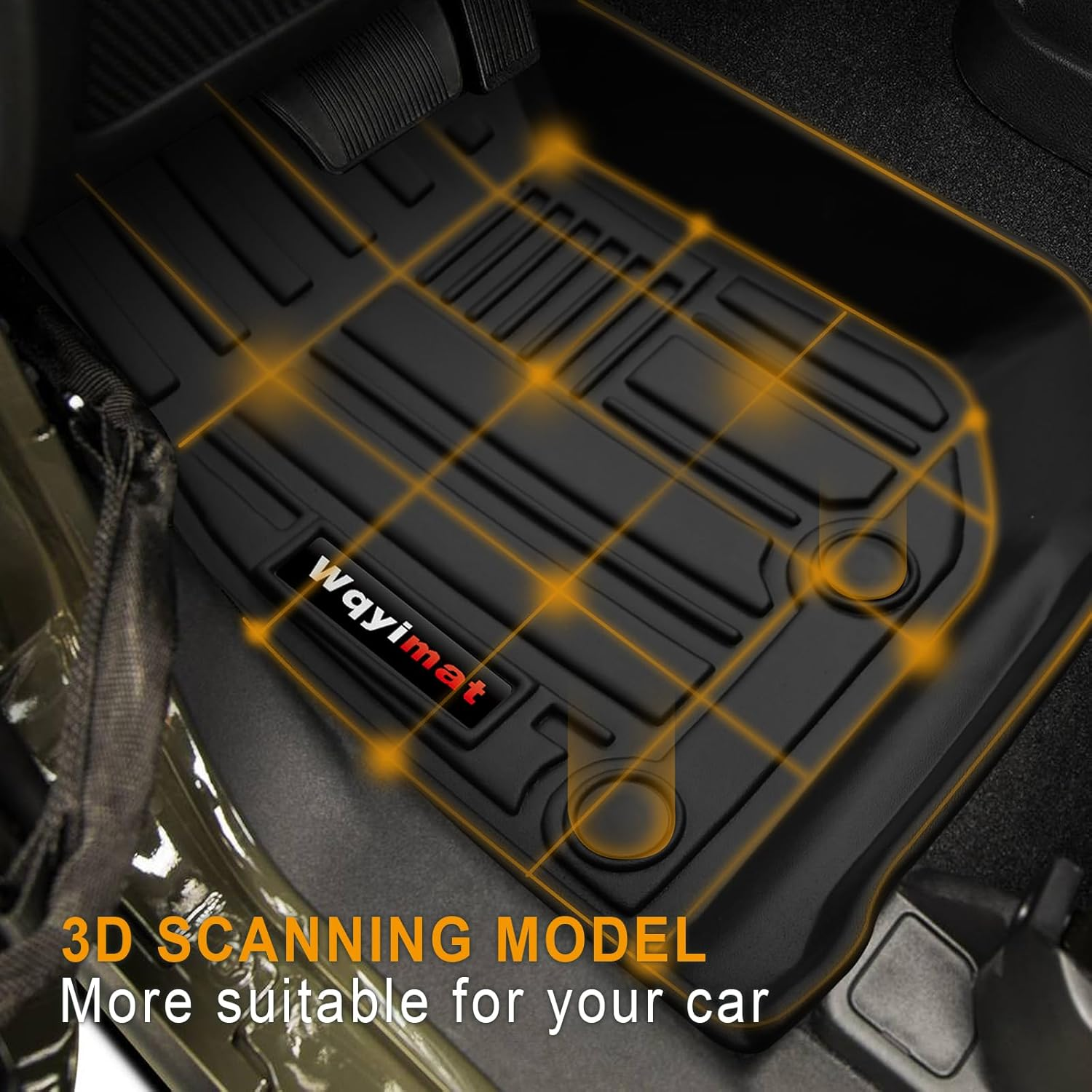 Wqyimat for 2007-2018 Jeep Wrangler JK 2 Door Floor Mats & Cargo Liner,Tpe All Weather Car Liners Accessories,Custom Fit 1St & 2Nd Row Floor Liners and Trunk Mat(For 2007-2018 Jeep Wrangler JK 2 Door) image number 1