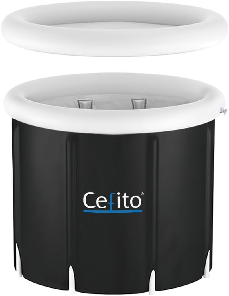 Weisshorn Ice Bath Tub, 300L 70 X 80Cm Inflatable Bathtub Cold Plunge Portable Bathtubs Folding Foldable Ices Tubs for Athletes Adult, 3-Layer Insulation with Protective Cover and 6 Support Legs Black