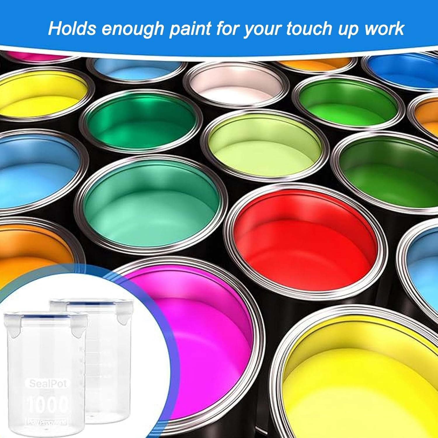 4Pcs No Spill Paint Cups with Lids, 1000Ml Airtight Paint Containers with Mixing Ball & Paint Brush, Clear Paint Storage Jars for Kids, Art, DIY Crafts, Classroom Arts Crafts image number 1