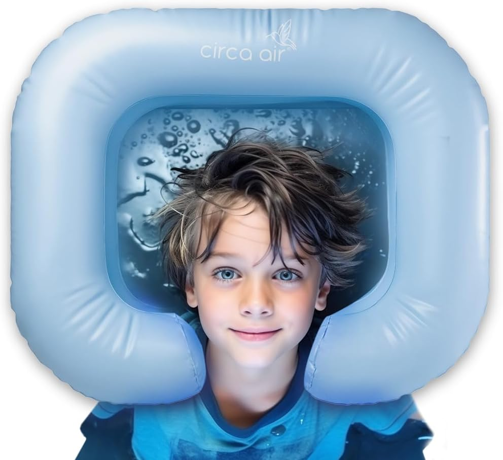 Circa Air Portable Hair Washing Station for Kids - Inflatable Hair Washing Basin for Children, Toddler with Built-In Pillow & Neck Support, Hair Wash Basin Sink for Hair Wash in Bed, on Floor, Bathtub image number 4