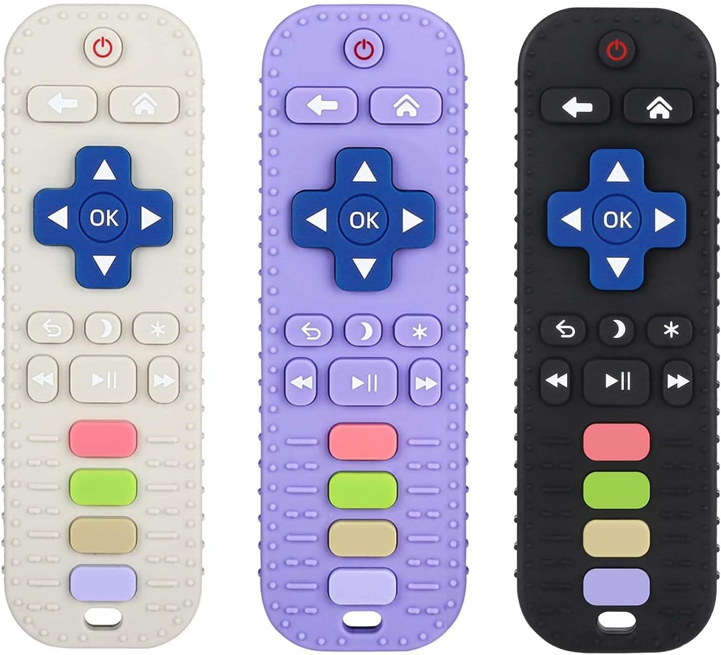 Baby Teething Toys, Food Grade Silicone Teether for Babies 0 3 6 9 12 18 Months, TV Remote Control Shape Toddlers Chew Toys, Teething Relief Baby Toys for Boys and Girls, Infants Essentials (Black) image number 5