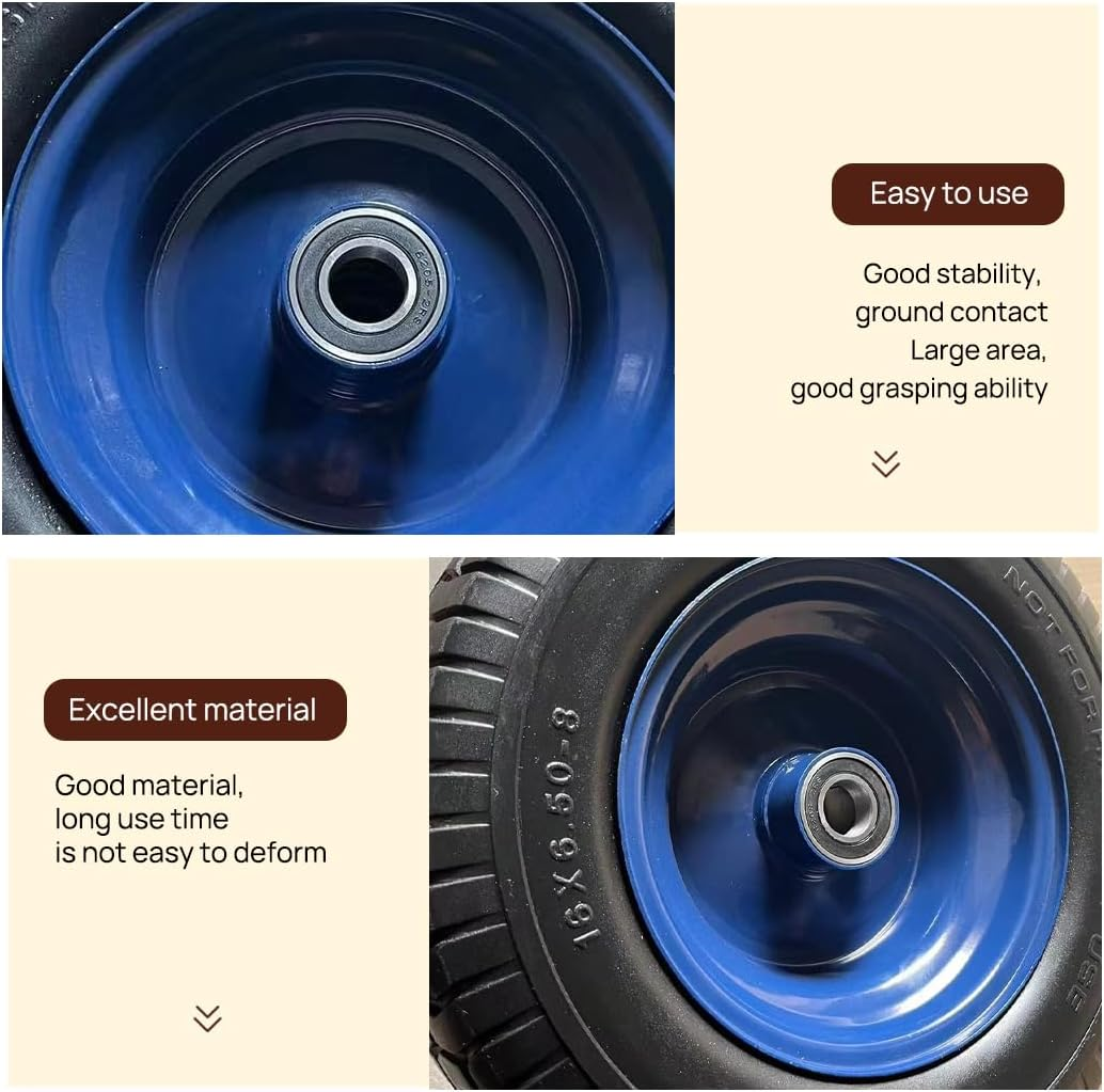 16" Solid Tyre, Puncture-Proof Solid Rubber Tyres, Wheelbarrow Wheels Flat Proof 25Mm Bore 6.5"-8", for Garden Wagon/Wheelbarrow/Hand Truck/Trolley Dolly/Lawn Mover Replacement image number 5