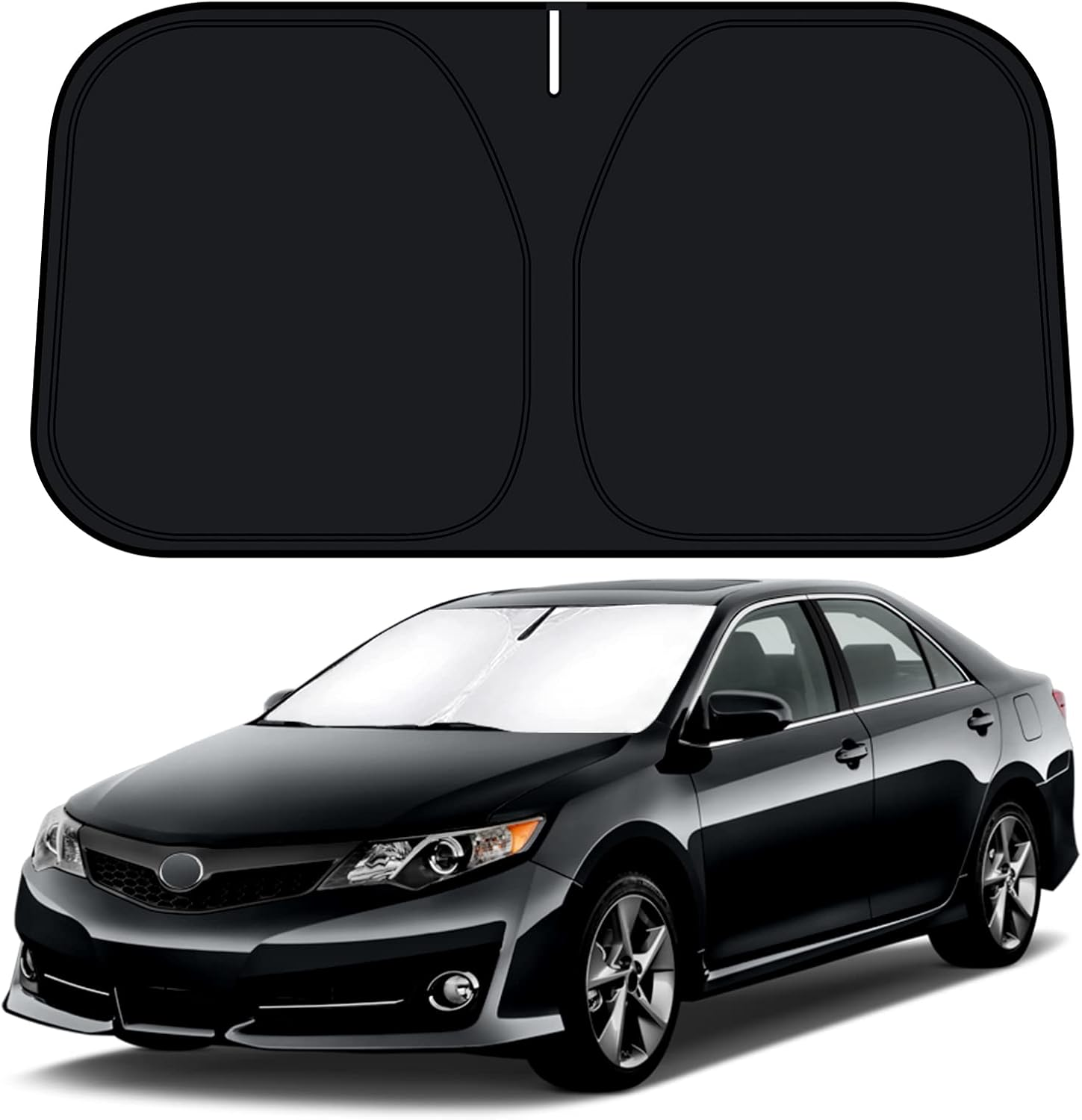 D-Lumina Windshield Sun Shade for 2012 2013 2014 2015 2016 2017 Toyo-Ta Camry Accessories, Front Window Sunshade Sun Visor Protector Block UV Rays Heat, Foldable 2 Layers 210T Material image number 3