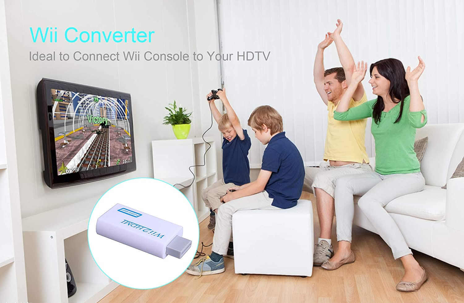 Wii to HDMI Converter Kinstecks Wii HDMI Converter with 1080P/720P Video Output and 3.5Mm Audio + 1M HDMI Cable for Wii (White) image number 1