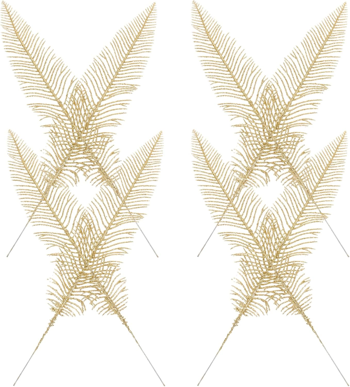 DECHOUS 10Pcs Glitter Leaves for Christmas Party Decoration Foil Artificial Leaves for Holiday Ornaments for Wreaths Garlands and Floral Arrangements image number 1