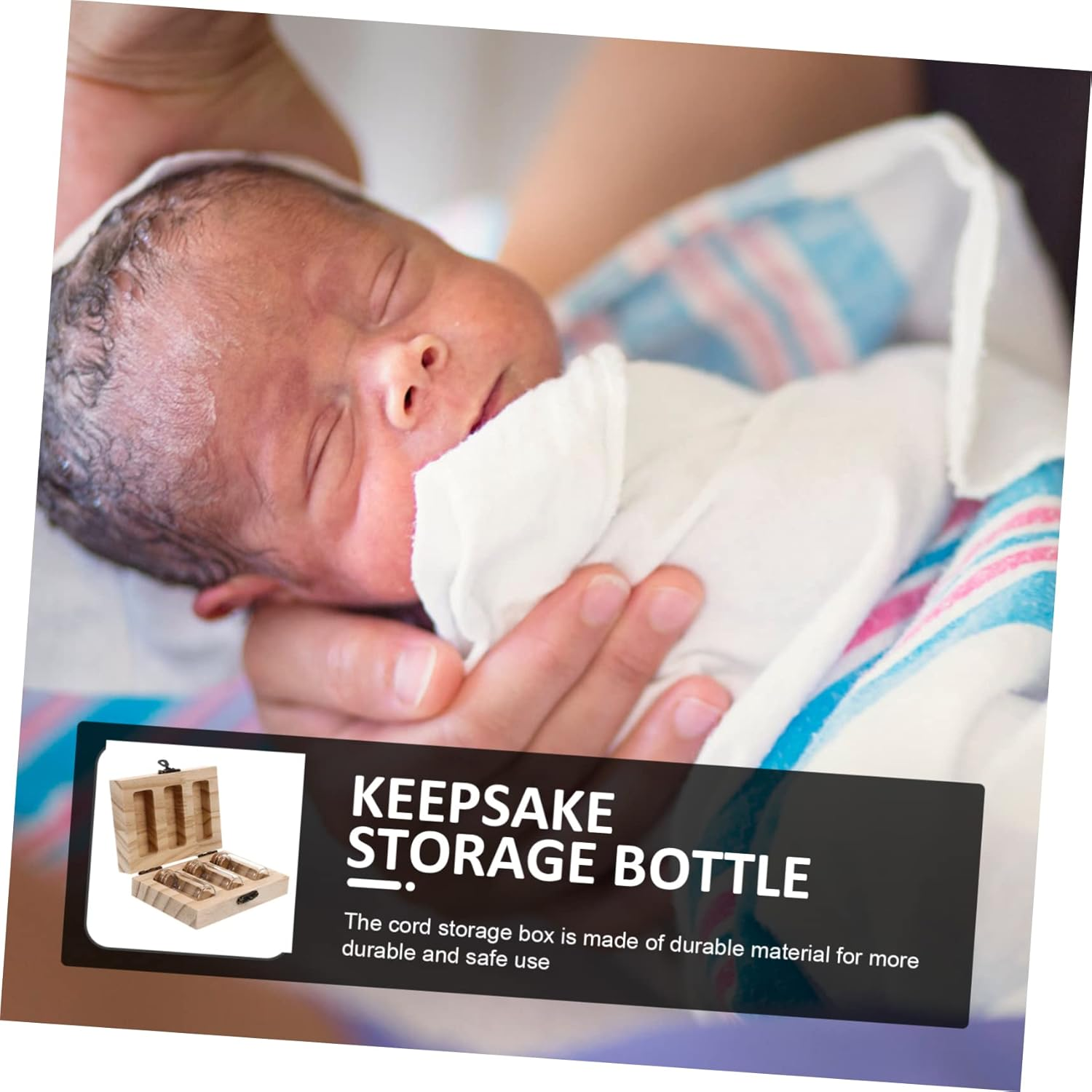 Wooden Fetal Hair Preservation Box with Storage Bottle Keepsake Organizer for Umbilical Cord and Boy Girl Teeth Innovative Design for Compact and Decorative Storage image number 5