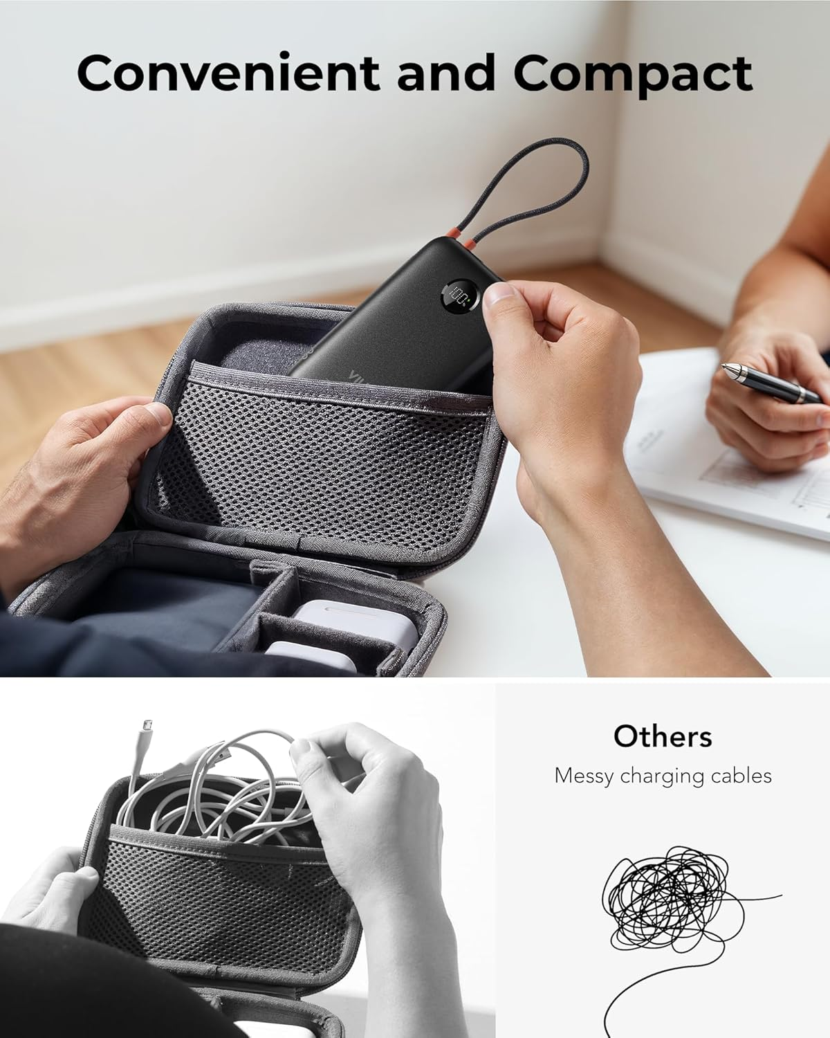 VIYISI 10000 Mah Power Bank Ultra Slim 22.5W Portable Charger Fast Charging with Built-In Type-C Cable Compatible with Iphone 16 15 Samsung S24 S23 S22 - Black - Blue image number 3