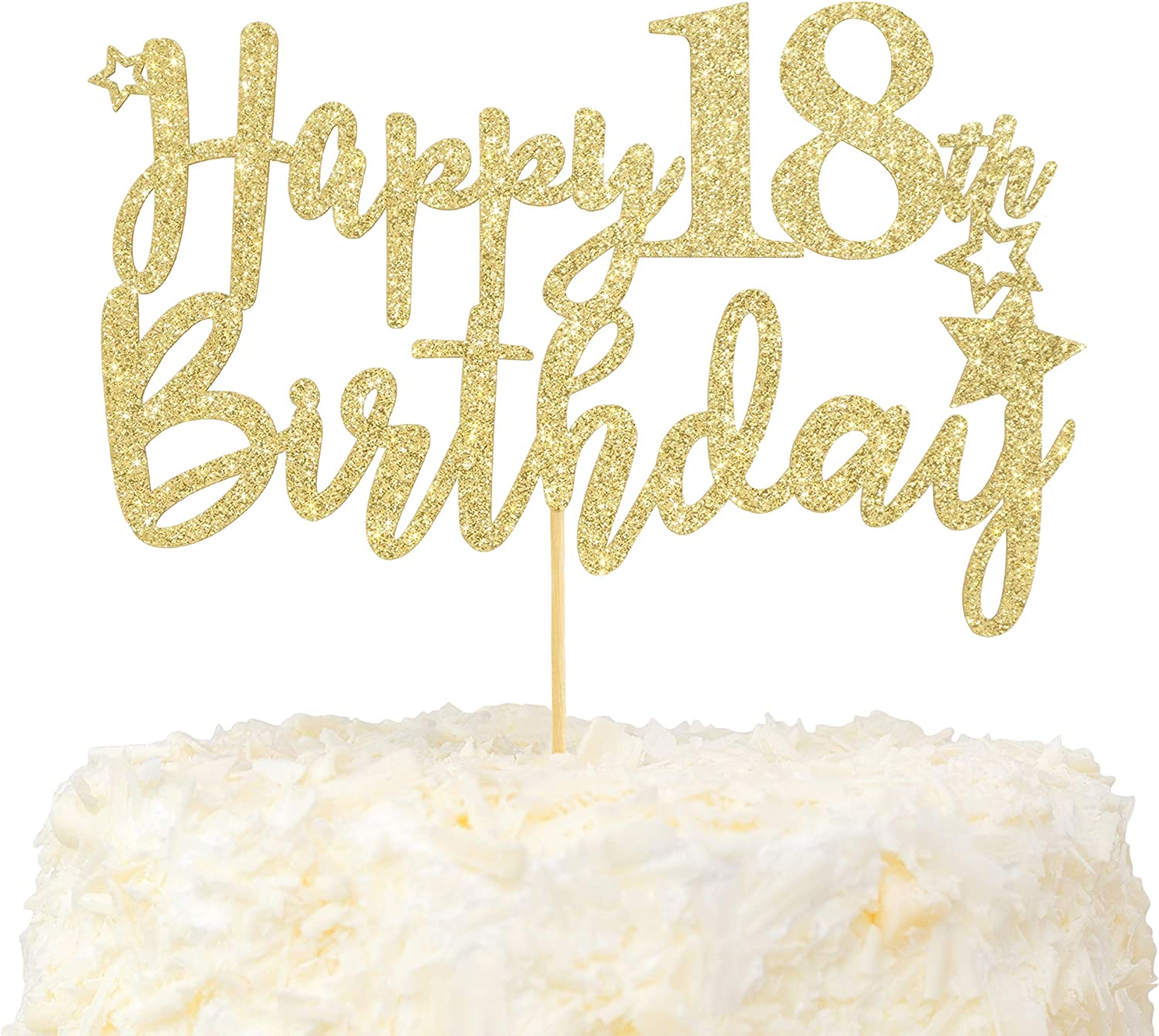 LOVENJOY Happy 18Th Birthday Cake Topper Gold Glitter Hello Sweet 18 Cake Decoration image number 3