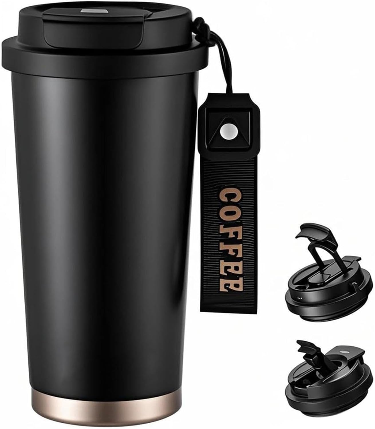 XHOMI Thermos Coffee Mug with Straw Made of Stainless Steel, 530 Ml Leak-Proof Insulated Mug with Lid for Hot & Cold Drinks (White)