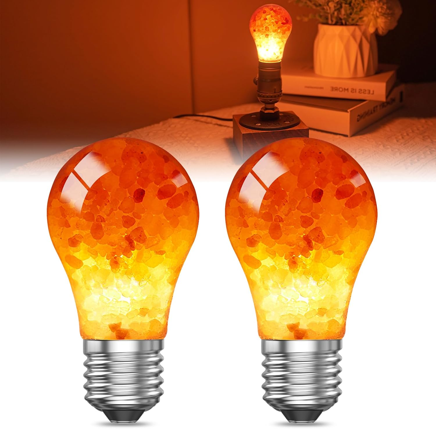 Brightark E27 LED Bulbs, E27 Edison Screw Bulb 6W, Himalayan Salt Light Bulb Warm Wihte 2200K, Amber Light Bulbs for Bedroom, Living Room, Non Dimmable image number 4