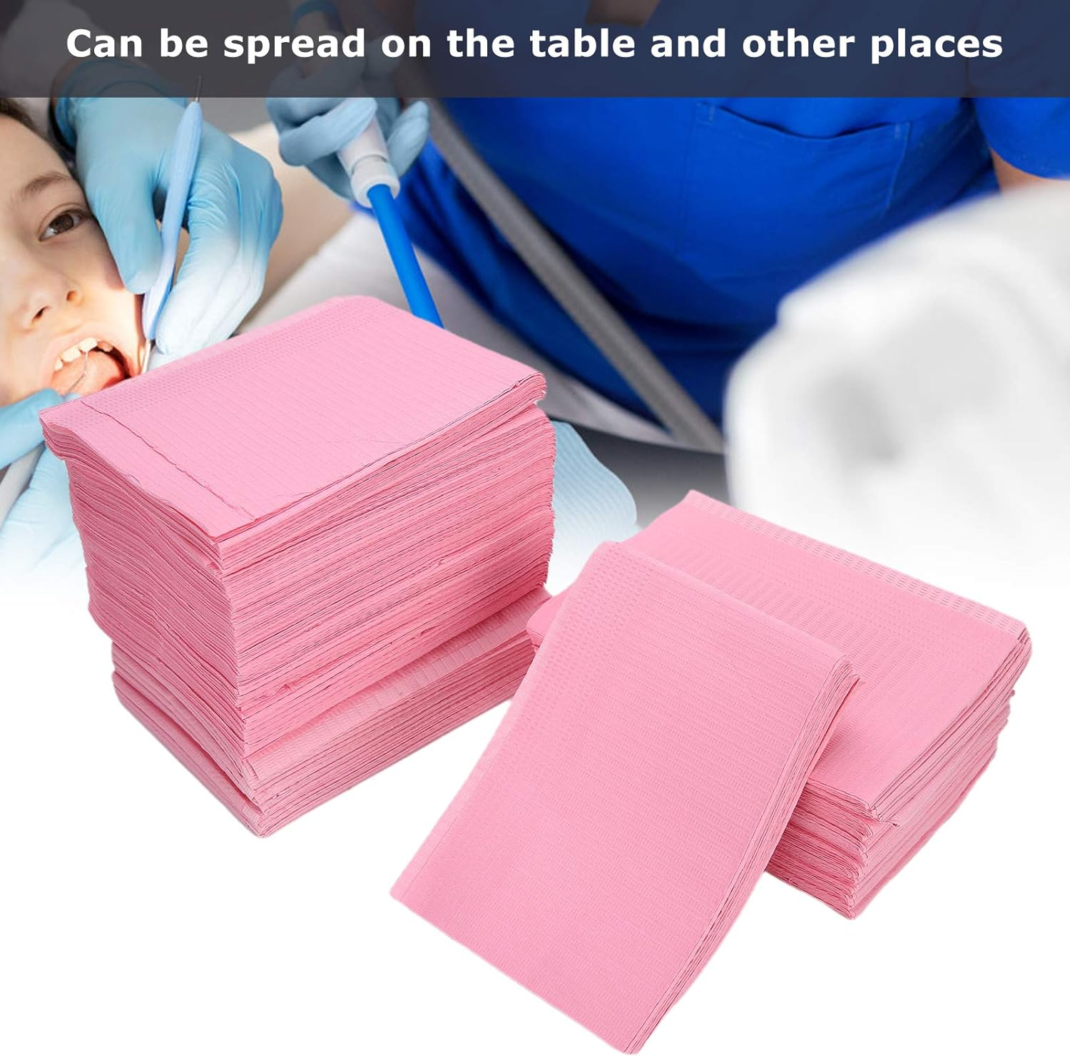 125 Pcs Dental Bibs, Disposable Waterproof Table Covers, 17.7 X 13 Inch Dental Bibs Piercing Bibs Nail Art Paper Personal Hygiene Microblading Supplies for Keep Clean image number 4