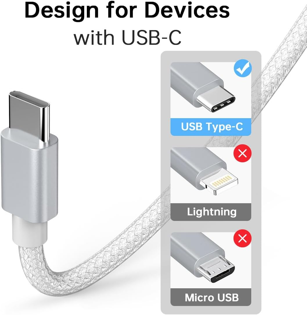 AHGEIIY USB a to USB C Cable [1.2M, 2-Pack], USB C Cable Nylon Braided Typ C Cord Compatible with Iphone 17 Pro/16/15, Galaxy S25 S24 S23, Pixel, Moto, LG, Switch2, Android Auto image number 3