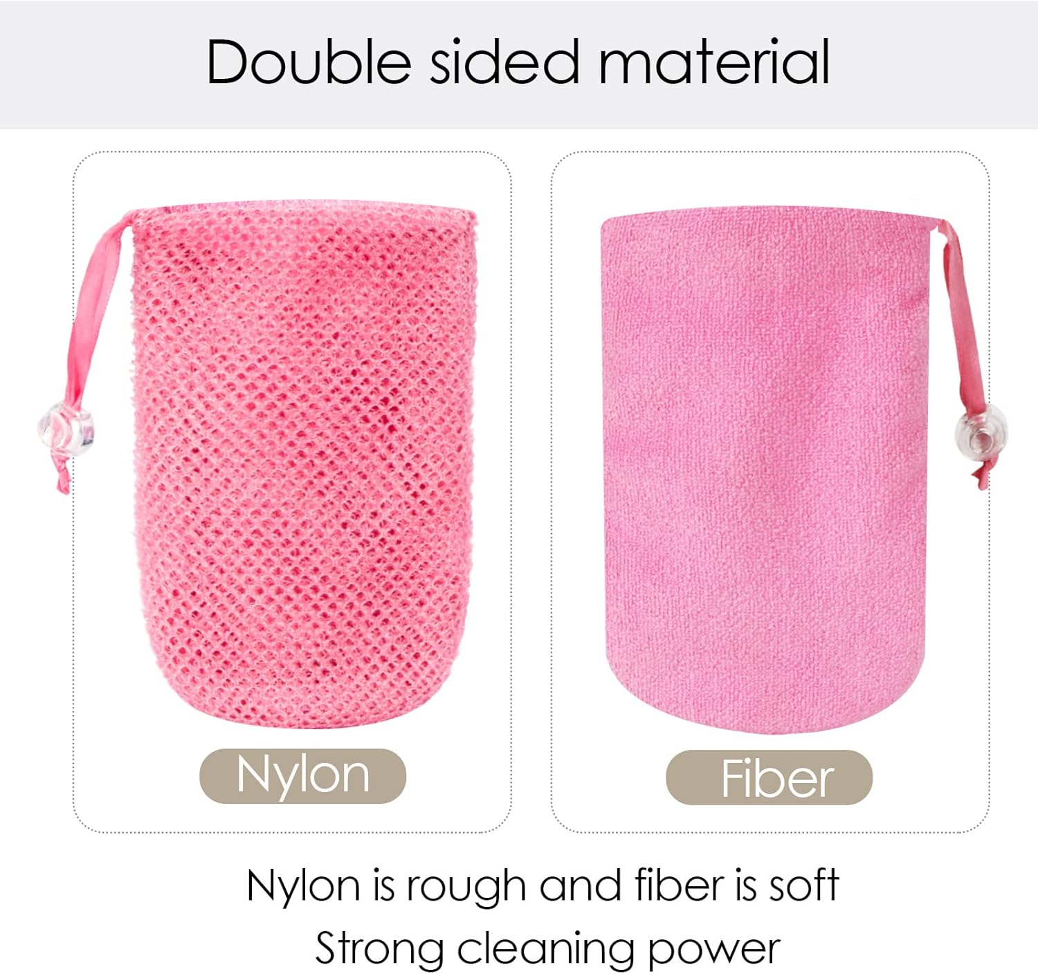 Linkidea 3 Pack Mesh Soap Scrubber Pouch, Soap Saver Bag, Soap Pouch for Shower, Mesh Soap Saver Bags with Drawstring for Shower Bathroom (Pink, Blue, Yellow) image number 1