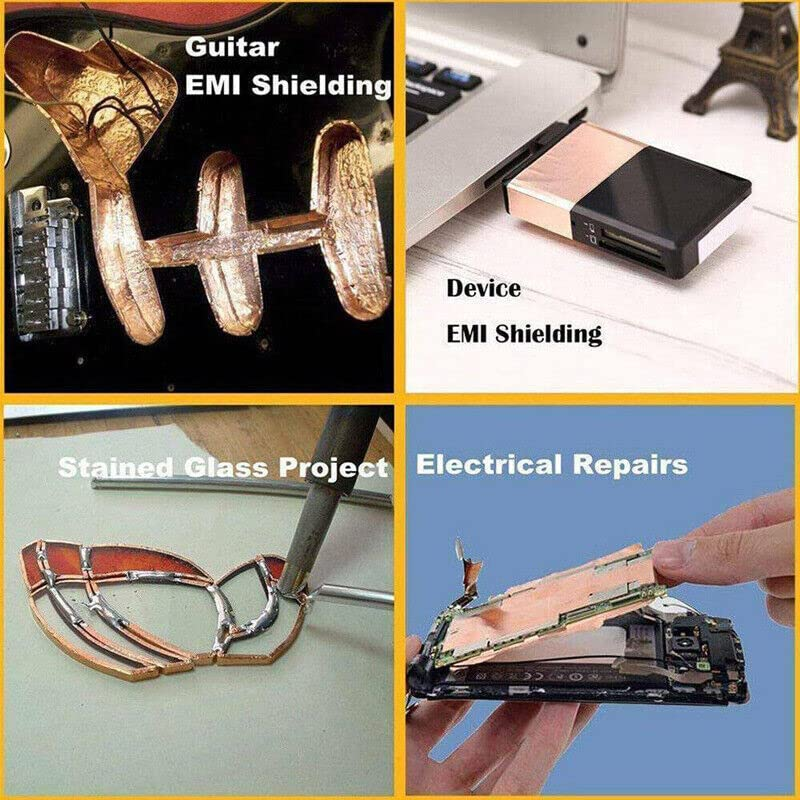 Double-Sided Copper Foil Tape - 10M X 50MM Conductive EMI Shielding Tape for Electrical Repairs, Guitar Shielding, Paper Circuits, and Crafts image number 3