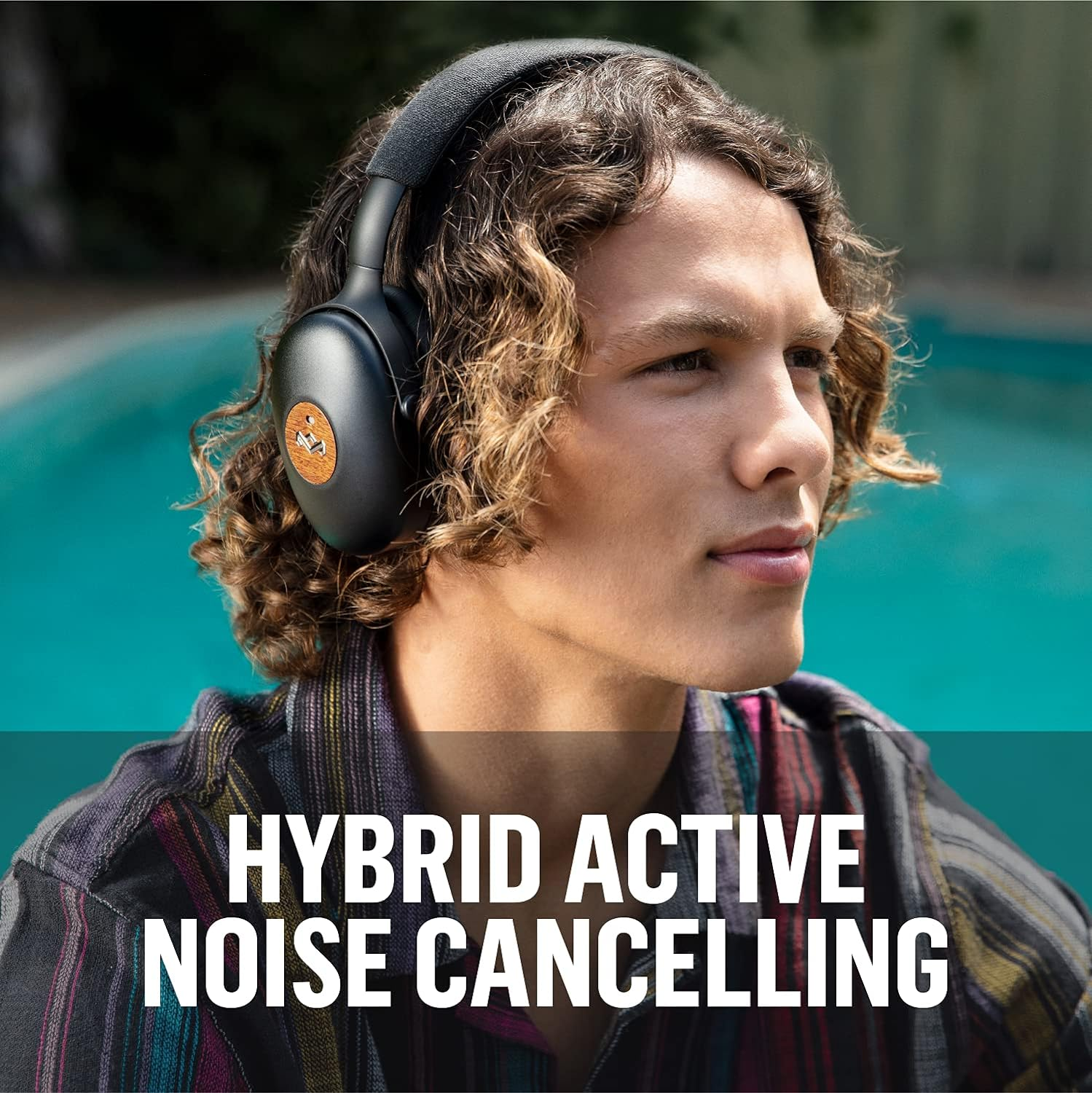 House of Marley Positive Vibration XL ANC: Noise Cancelling Over-Ear Headphones with Microphone, Wireless Bluetooth Connectivity, and 26 Hours of Playtime image number 2