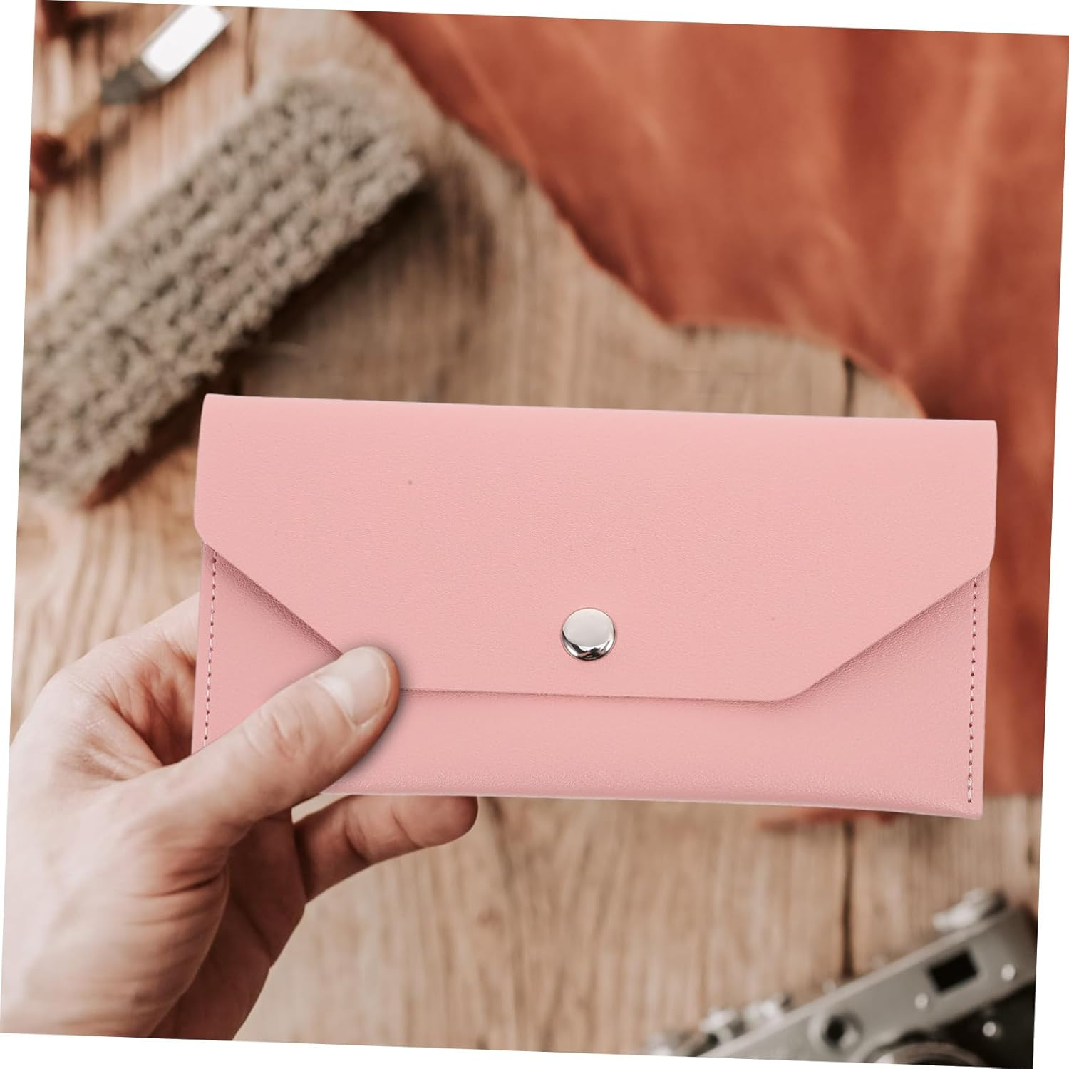 JEWEDECO Men Passport Holder Envelope Card Case Travel Organizer Passport Storage Pouch Document Organizer image number 6