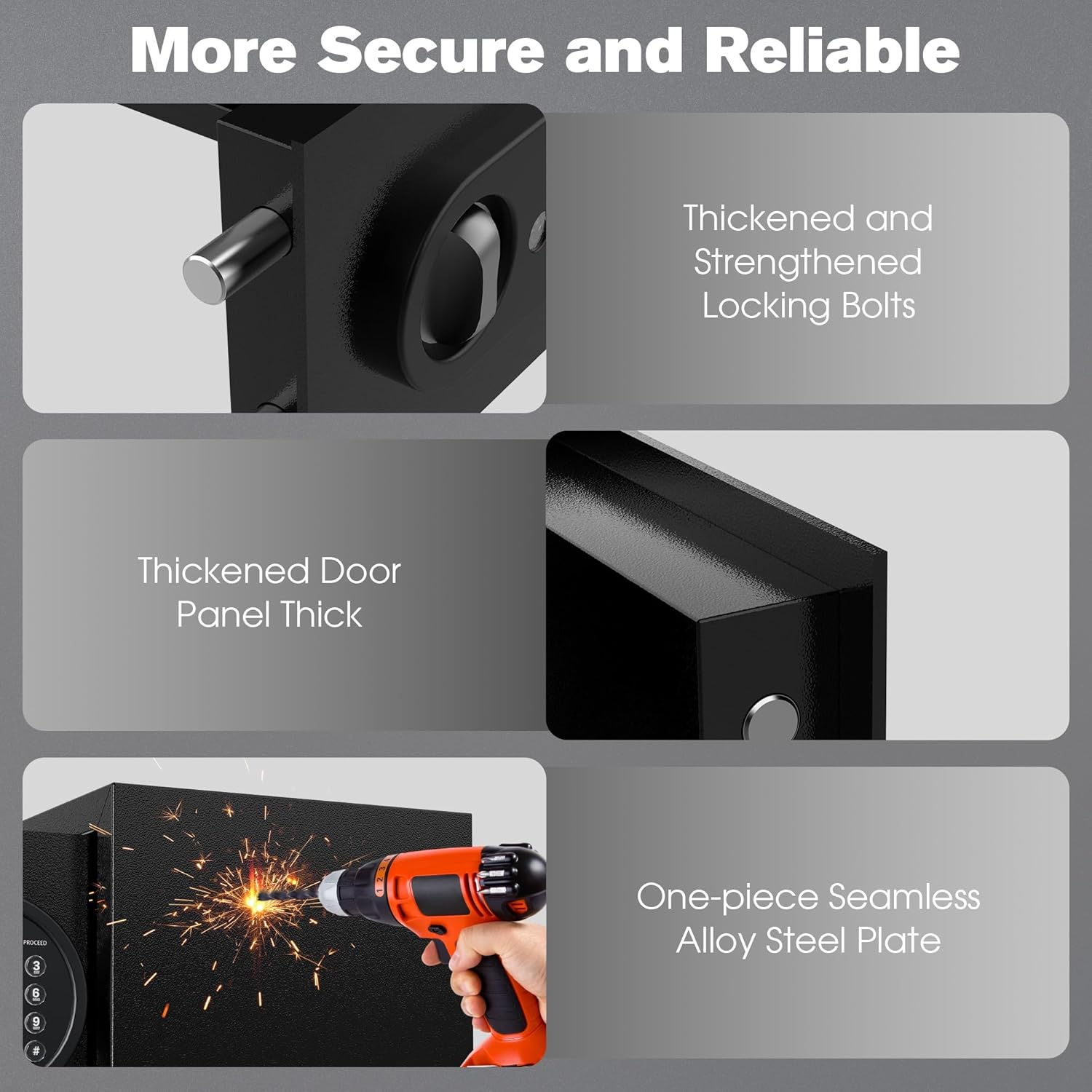 Advwin Security Safe and Lock Box, Steel Drop Safe with Electronic Digital Keypad and Key, 13 L/0.46 Cubic Feet, for Home Office Hotel Business Jewelry Cash image number 5