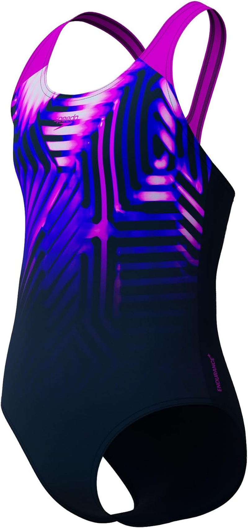 Speedo Girl'S Digi Placement Splashback One Piece Swimsuit, Diva, 13-14