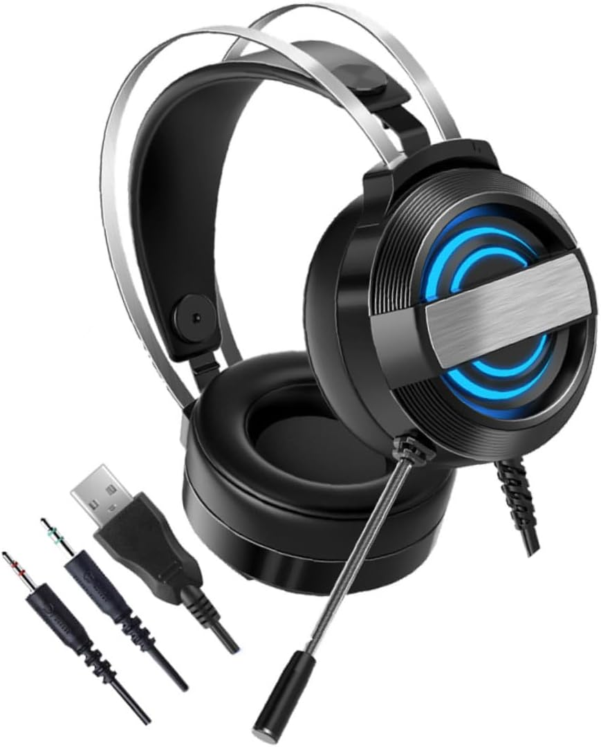 COHEALI Gaming Headset with Microphone USB Wired Pc Stereo Headphones for Desktop and Home Use Black Standard Edition image number 6