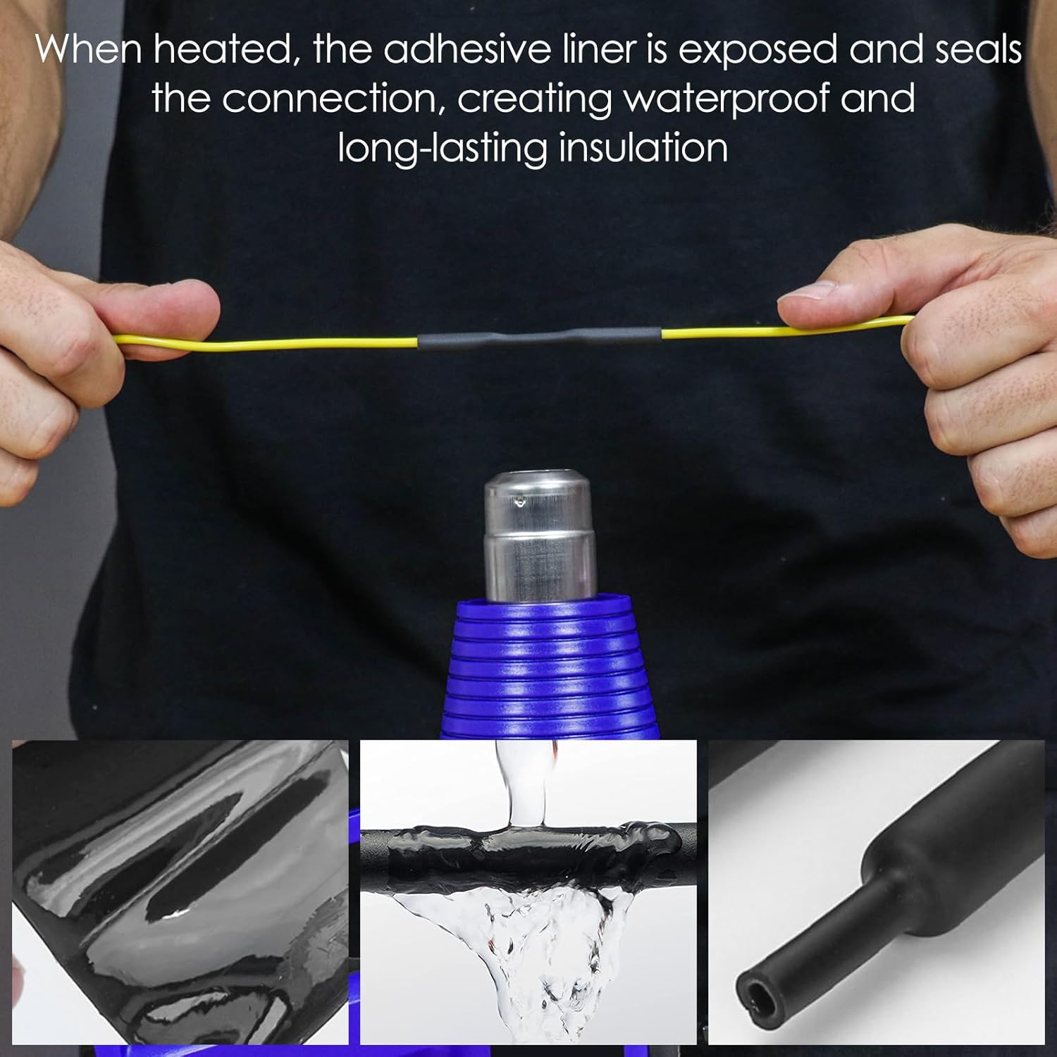 400Pcs Heat Shrink Tubing Kit Waterproof Wire Shrink Wrap Tubing 3:1 Ratio Adhesive Lined Marine Grade Double Wall Shrink Wrap Assorted Kit Insulated Electrical Cable Wrap 7 Sizes image number 6