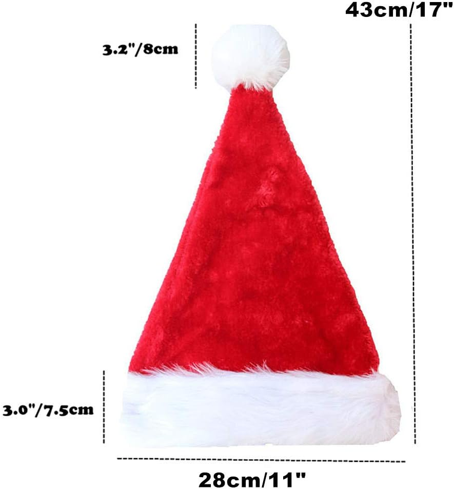 2Pcs Children Christmas Santa Hat,Kids' Double-Layered Luxury Plush Christmas Santa Claus Xmas Cap Hat