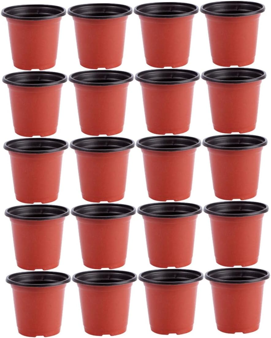 GANAZONO 20Pcs Plastic Flower Pots Drainage Holes Two-Color Nursery Planter Pots Indoor Outdoor Garden Plant Containers 130X97X116Mm Suitable for Succulents Cactus Herbs image number 2