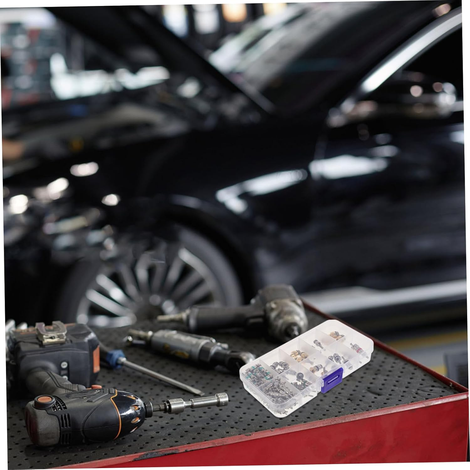 HAPINARY 102Pcs Automotive Air Conditioning Tire Valve Core Kit with Valve Core Tool and Adapter Set for Car Ac Line Repair and Tire Maintenance