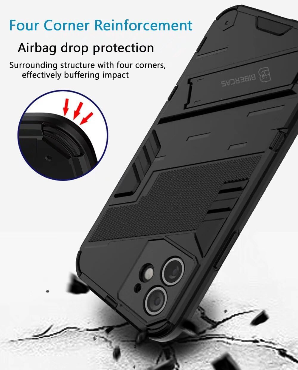 SEAHAI Case for Xiaomi Redmi 15 5G/4G, [Military Shockproof Case] Ultra Thin Hard PC Soft TPU Protective Mobile Phone Case with Sturdy Foldable Stand - Green - Black image number 6