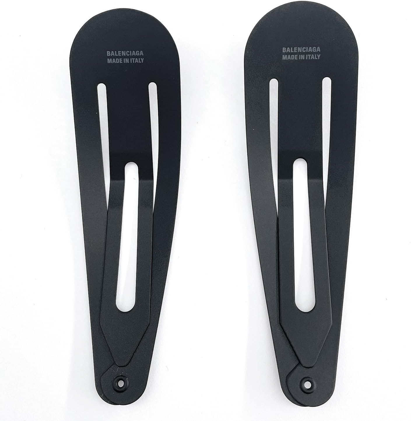 Balenciaga BB Logo Hair Clip, Matte Black/Gold 699021 TZ01G 5610, ワンサイズ, Stainless Steel, No Gemstone