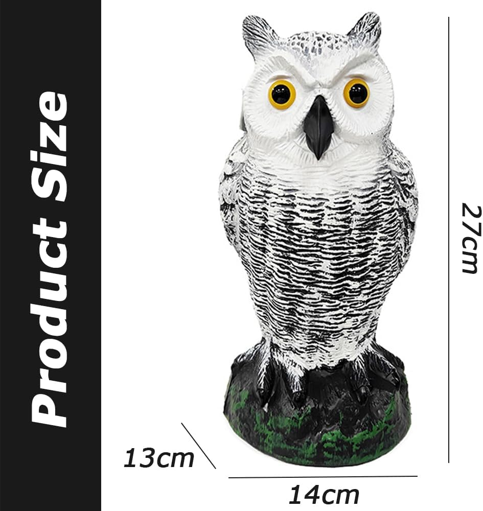 MOTRAIN Bird Scare Device/Plastic Owl Statue,Owl Ornament for Indoor & Outdoor Decoration, Effective Birds Deterrent for Garden, Patio, Yard, and Home Decor.