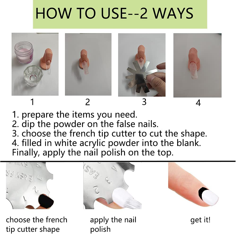 French Cutter for Nails, 3Pcs French Tip Edge Trimmer Easy Smile Line Cutter for Acrylic Nails, V Cut Nail Cutter with 2Pcs Acrylic Brush, 1Pcs French Tip Cutting Knife, 5 Spare Blades image number 1