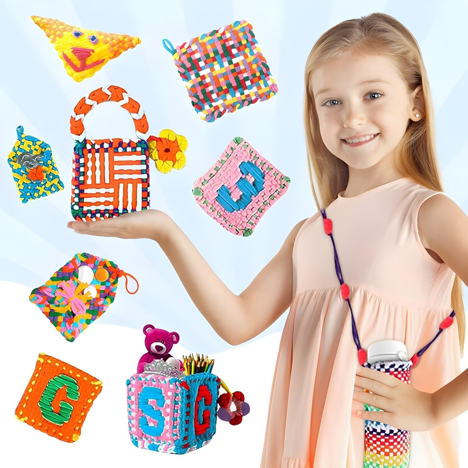 CYZAM Weaving Loom Kit Toys, DIY Art and Craft for Kids Adults, Girls Toys for Ages 6-12 Years Old, Easy Potholder Loom Knitting Activity for Beginners